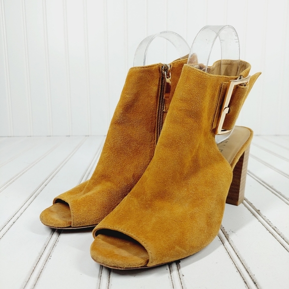 Vaneli Belle Tan Suede Block Heel Classic Open Toe Mules M157 - Picture 2 of 13